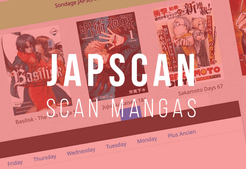 Interface Japscan avec catalogue de mangas populaires