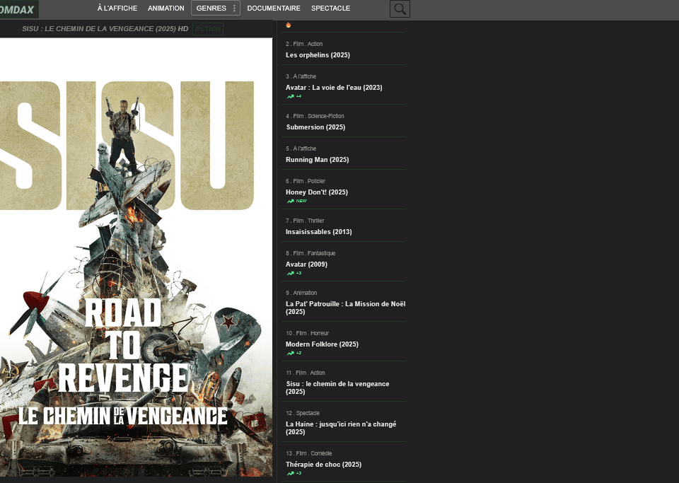 Interface principale de gomdax.com nouvelle plateforme streaming 2026