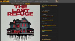 ovlim 2026 Interface utilisateur de la plateforme de streaming Ovlim.com montrant le catalogue de films