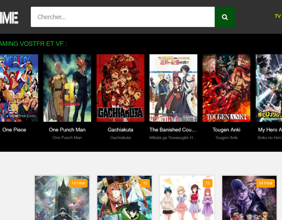Interface de French Anime montrant le catalogue d'animés en streaming gratuit