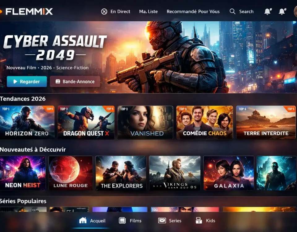 Interface utilisateur Flemmix streaming 2026