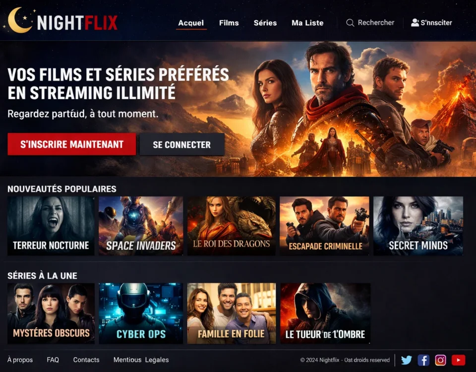 Interface de la nouvelle adresse NightFlix 2026 nightflix.world