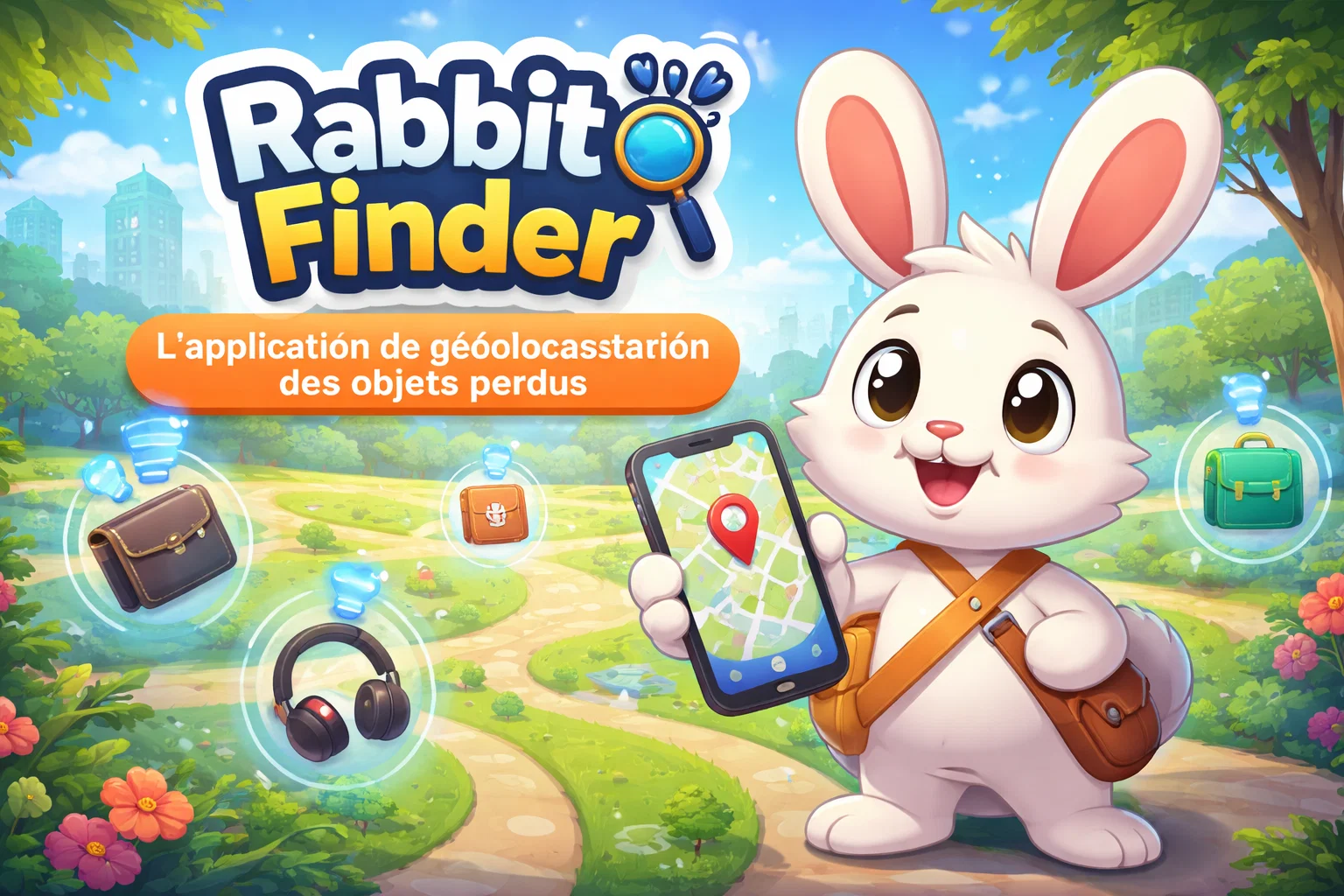 nterface application Rabbit Finder localisation objets perdus en temps réel