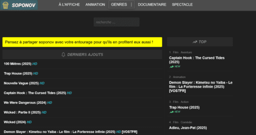 liste de films disponible sur soponov films