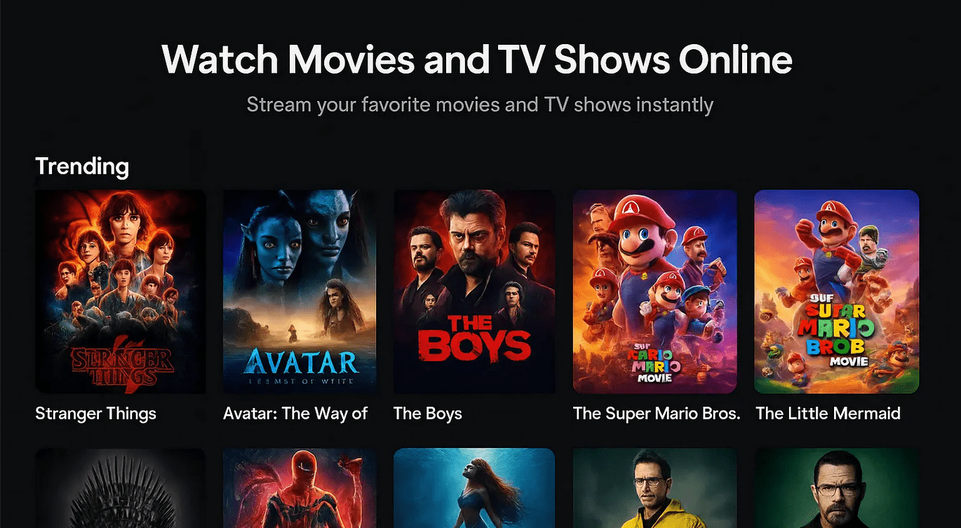 Capture d'écran de l'interface Vorviz montrant le catalogue de films en streaming