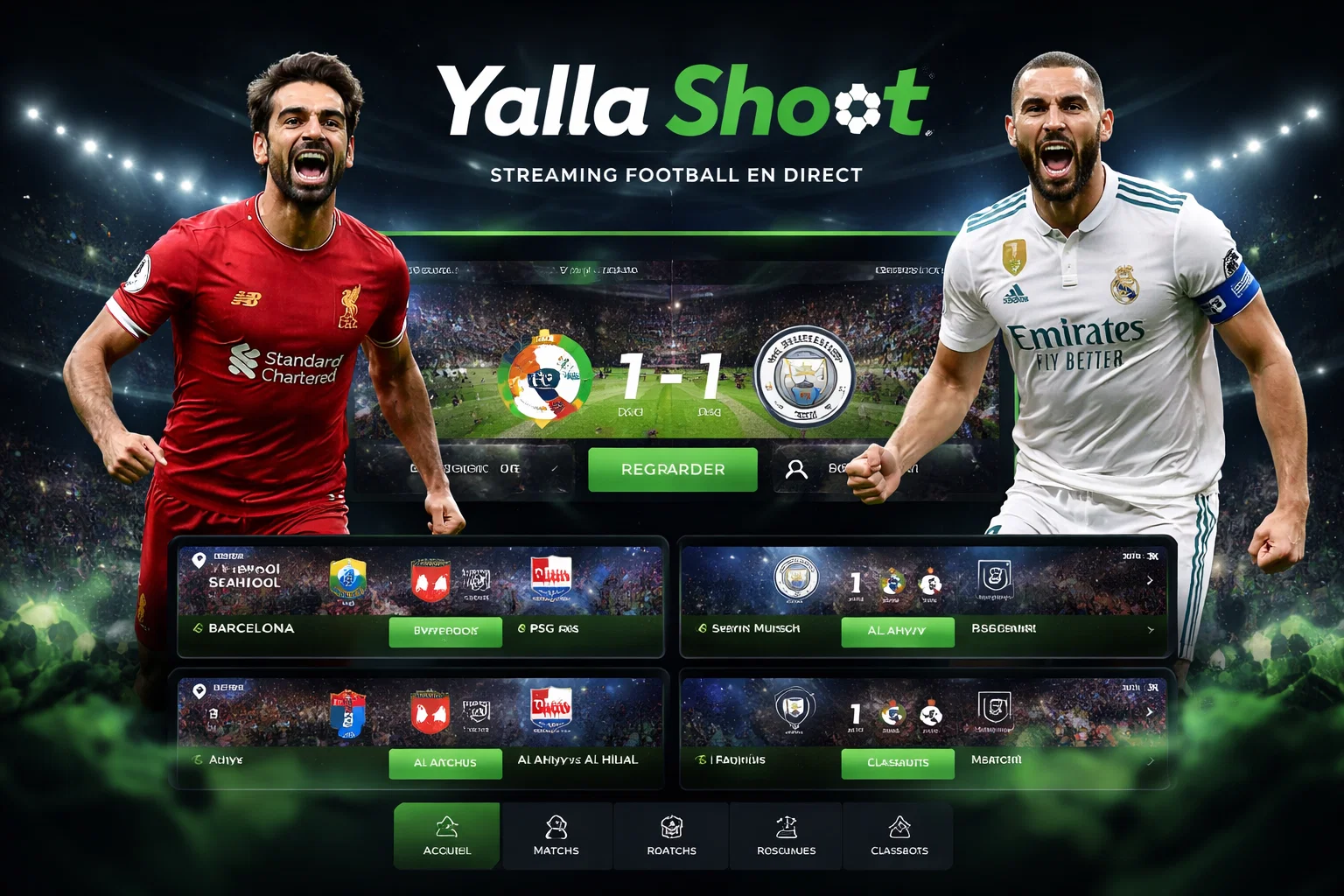Interface Yalla Shoot streaming football live 2026