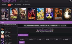 Capture d'écran de la papadustream nouvelle adresse sur navigateur